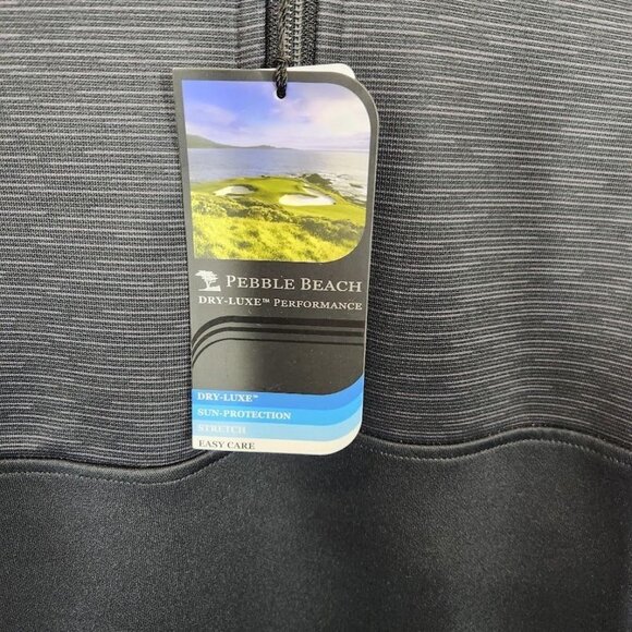 NWT Pebble Beach Men's Quarter Zip Pullover in Black‎ Size Large - Picture 6 of 8